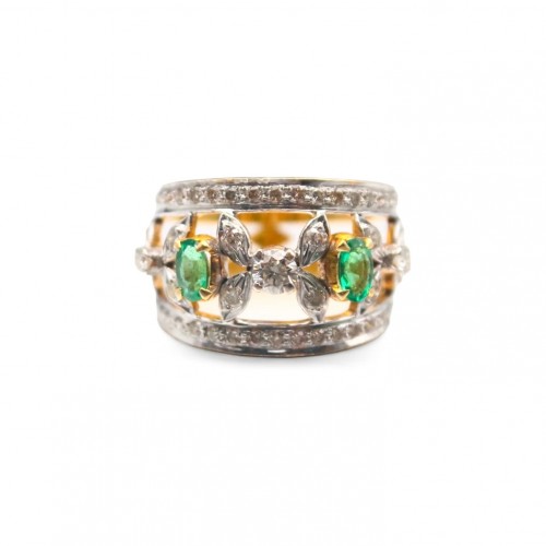 Laurenti Marquise Diamond and Emerald Ring